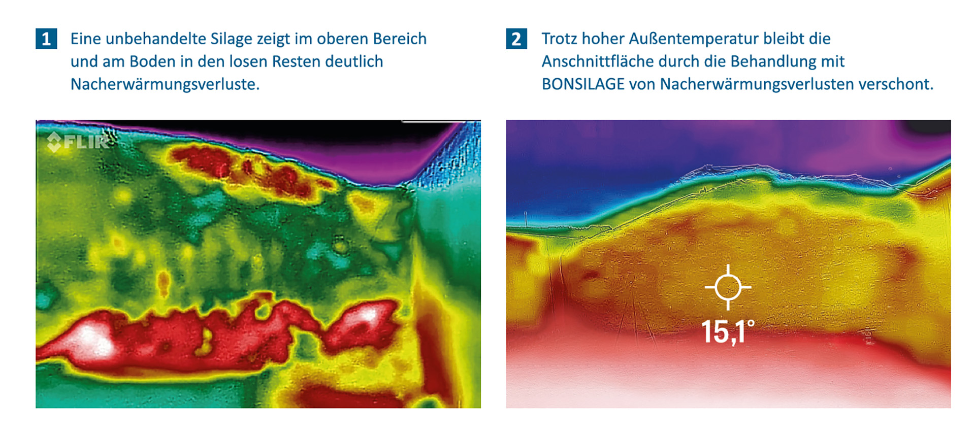 Wärmebilder zeigen deutlich die Nacherwärmung am Anschnitt