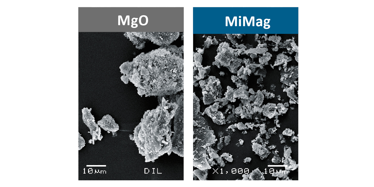 .000fache Ansicht von Magnesiumoxid und MiMag 